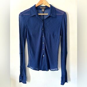 Banana Republic blue silk button down shirt